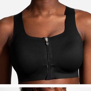 New BROOKS WOMEN'S DARE ZIP RUN SPORTS BRA - BLACK